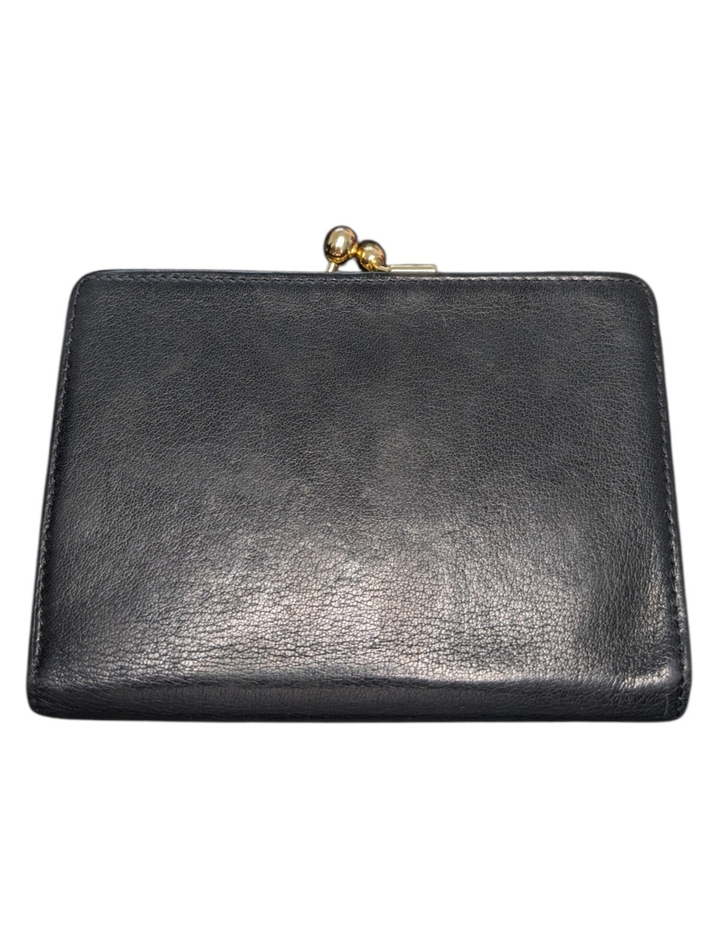 Valentino Garavani Black Calf Skin Leather Kiss Lock Compact Wallet - Picture 3 of 8